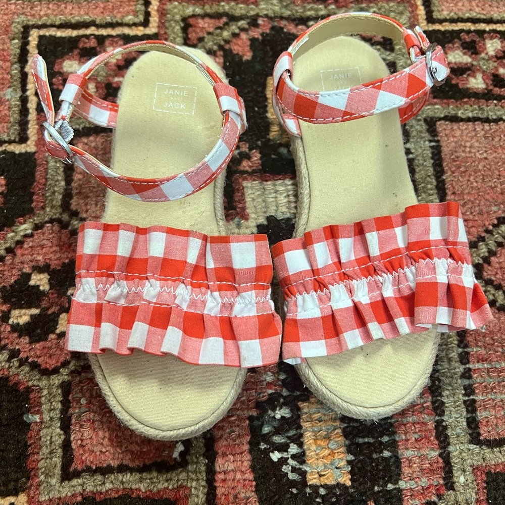 NWOT Janie and Jack red gingham sandals toddler girl size 9
